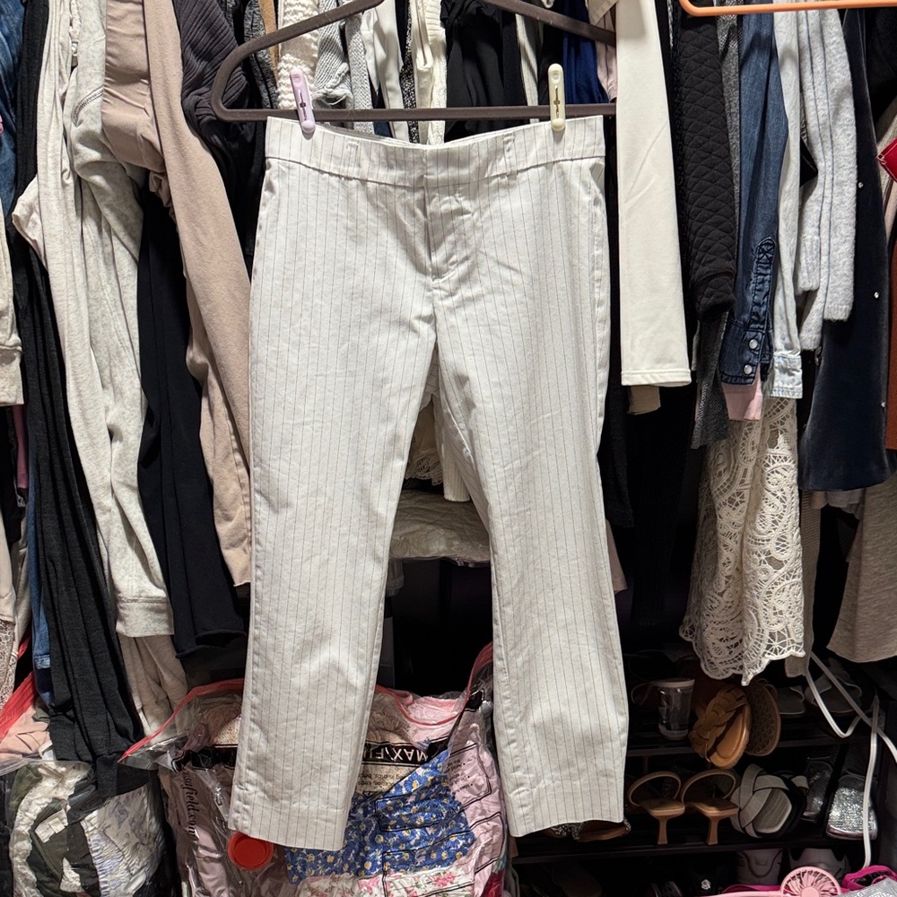 Banana Republic Cream Striped Pants